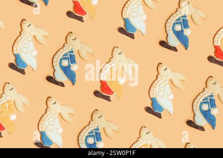 Sweet and buttery handmade Easter sugar cookie, Cute thin homemade biscuits in Easter bunny shape Stock Photo