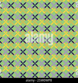 Mardi Gras seamless leaf pattern. Vector illustration of Mardi Gras colors. Stock Vector