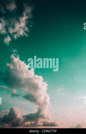 Clouds Natural Background Sky. Cloud Formation. Light marine blue Sky Background Stock Photo