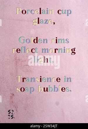 Porcelain cup glaze, Golden rims reflect morning light, Transience in soap bubbles. Aydın Yuksel's Silver Writers' Guild. Art by Zsuzsa Szikra. Poetry Art Print, Triplumes is a unique poetic form inspired by the traditional haiku, consisting of three lines that capture moments of clarity, emotion, and insight. In our collection, we embrace the freedom of language, where the blending of words and the removal of hyphens is more than a stylistic choice—it's a way to convey unity and closeness between ideas, creating a fluid, compact expression that resonates with the rhythms of modern life. Stock Photo