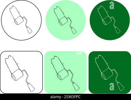 Paint roller with stroke graphic line ink logo. vector icon isolated on white background, work tool simple symbol Stock Vector