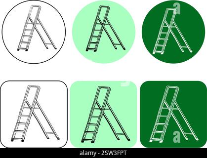 Step Ladder graphic line ink logo. Icon Vector Illustration Stock Vector