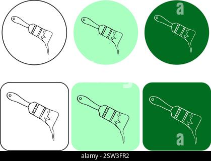 Paint brush graphic line ink logo. Vector illustration Stock Vector