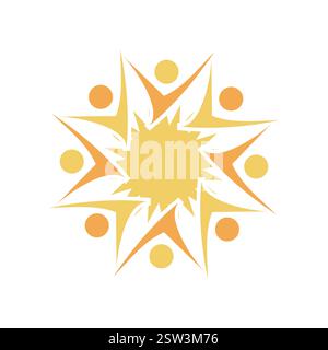 group people sun icon vector logo template illustration design Stock Vector
