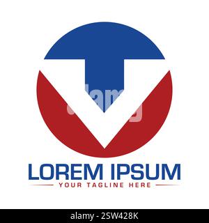 VT Letter Logo Design Stock Vector