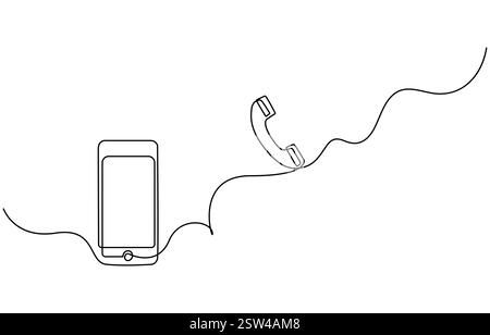 Continuous one line art drawing of smartphone Stock Vector