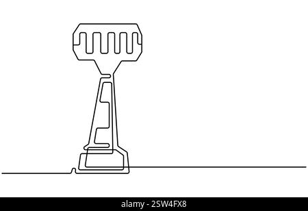 continuous line vector illustration design traffic cone, Road cone continuous one line drawing vector illustration, Traffic cone safety sign Stock Vector