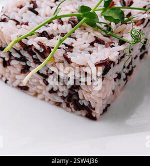 Boiled white rice texture background, close up Stock Photo - Alamy