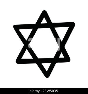 Hand Drawn Six-Pointed Star of David Icon Jewish Symbol Stock Vector