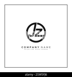 Creative Logo for Initials JZ in Monogram Style - Vector Template for Initial Letter J and Z Stock Vector