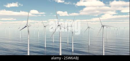 Offshore wind turbine with Sky and Clouds Stock Photo - Alamy