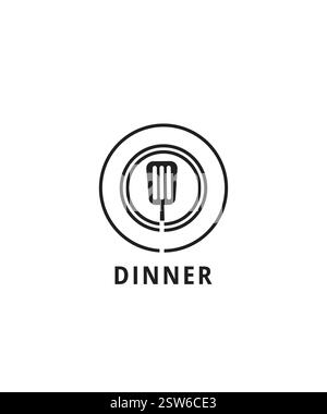 Dinner restaurant logo design, Dinner spatula logo Stock Vector