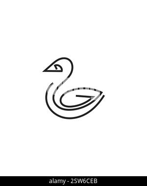 simple duck logo vector illustration with line art style Stock Vector
