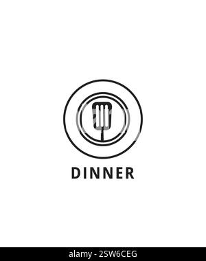 Dinner restaurant logo design, Dinner spatula logo Stock Vector