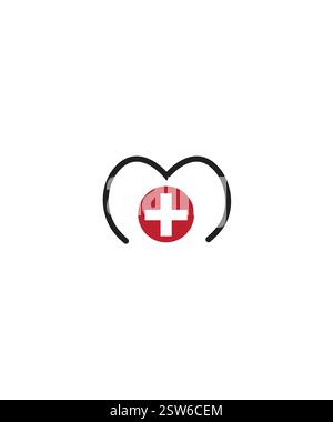 Cross heart medical logo, cross plus heart medical logo, Vector illustration Stock Vector