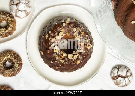 Delicious classic chocolate almond kouglof Stock Photo