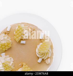 Delicious gourmet lemon cheesecake on white background Stock Photo
