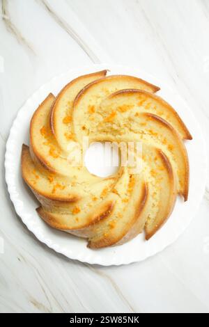 Easy Orange Pound Cake Drizzled with candied sweet orange peel Stock Photo