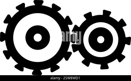Icon symbol of Interlocking gears symbolizing teamwork vector illustration Stock Vector