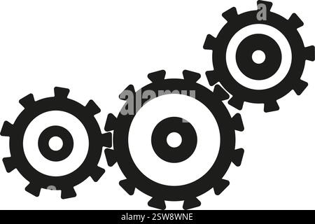 Group of Three cogwheels icon symbol working together symbolizing teamwork Stock Vector