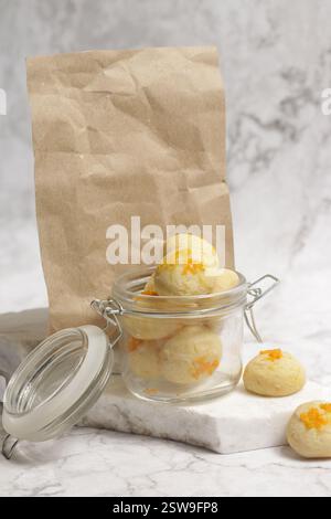 Crumpled brown blank paper and homemade sweets, baking recipe book template Stock Photo
