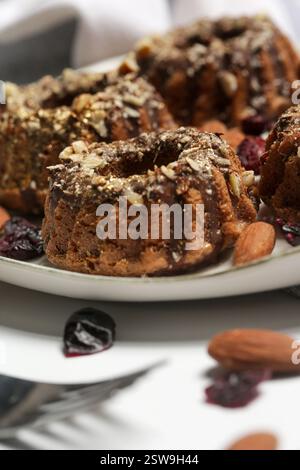 Mini Chocolate Bundt Cakes Stock Photo