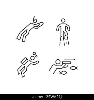 Diving Icons Set Stock Vector