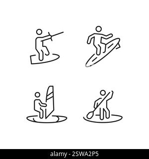 Water Sports Icons Set Stock Vector