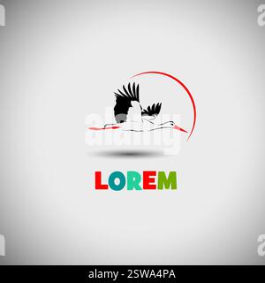 Stork logo. hand drawn. Not AI, Vector illustration Stock Vector