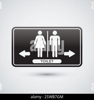 toilet sign with white background equipped with right and left arrows Stock Vector