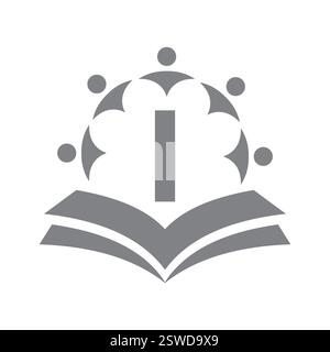 Initial Unity Logo On Letter I Concept With Book And Community Symbol. Teamwork, Team and Group Logo Stock Vector