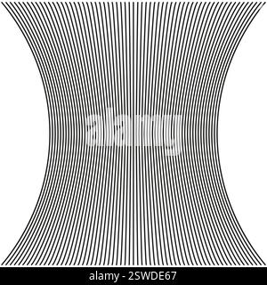 Curved parallel lines. Optical perspective effect. High contrast abstract. Vector illustration. Stock Vector