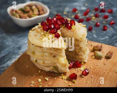 Moroccan Pancake Layer Cake - Baghrir Cake. Stock Photo