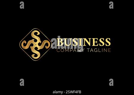 Ornate Abstract S Letter Logo in Gold Stock Vector