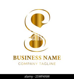 Gold S Letter Monogram Logo with Negative Space Stock Vector