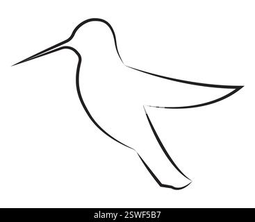 Abstract Thin Hummingbird Outline Illustration Stock Vector