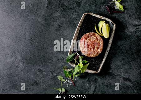 Tuna tartare with green salad Stock Photo