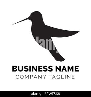Black Hummingbird Silhouette Logo Stock Vector