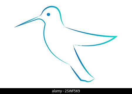Abstract Thin Outline Hummingbird Logo Stock Vector
