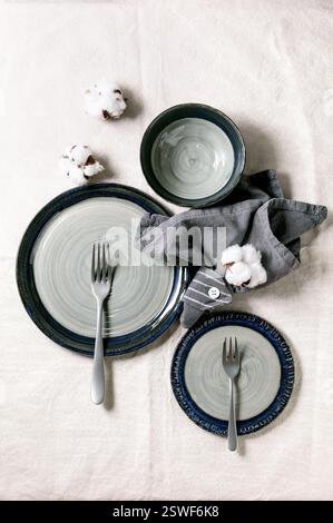Empty ceramic plates Stock Photo