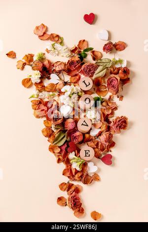 Creative Valentines layout with flowers Stock Photo