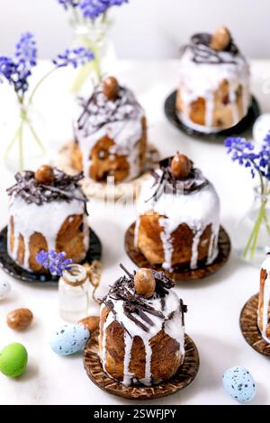Homemade traditionla ortodox Easter cake traditional kulich Stock Photo