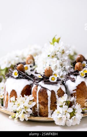 Homemade traditionla ortodox Easter cake traditional kulich Stock Photo