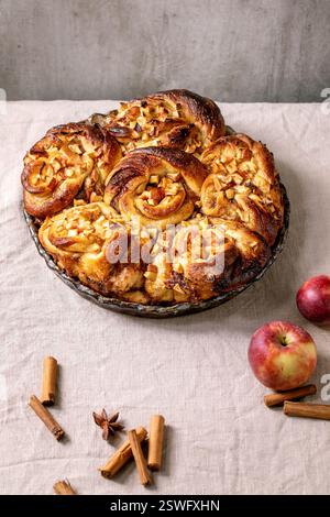 Sweet apple cinnamon buns. Traditional home bakery Stock Photo
