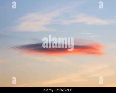A rare natural phenomenon, a Lenticular cloud in the sky. Stock Photo