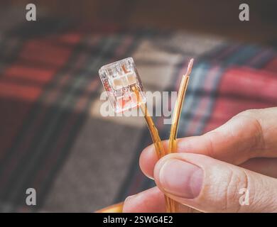 Terminals for connecting wires. Close up. Stock Photo