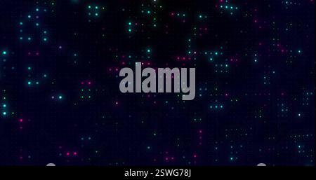 Image of flashing blue and red circular scanner processing over lights on black background Stock Photo