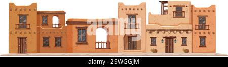 Traditional adobe buildings with wooden accents Stock Vector