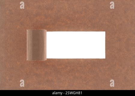 Brown paper with a window cut out in the middle Stock Photo