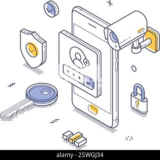 Home security system elements isometric icons collection with ...